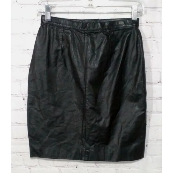 G 111 Ladies Leather Black Skirt Pencil Size 7/8 - Picture 1 of 8